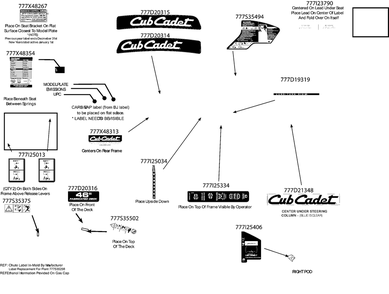 Part Location Diagram of 777D20316 MTD LBL-46-INCH FABRICATED